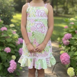 Lilly Pulitzer Floral Kids Dress - Pink, Green, Yellow
